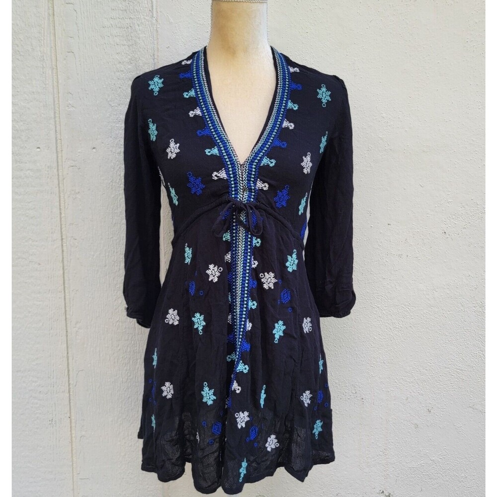 free People longsleeve embroidered babydoll top tunic top wmns Sz XS